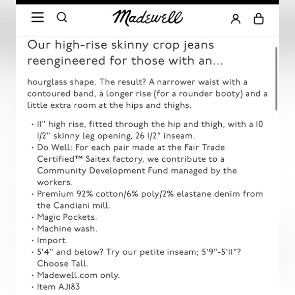 Madewell Curvy High-Rise Skinny Crop Jeans in Dalstrom Wash - Picture 2 of 13